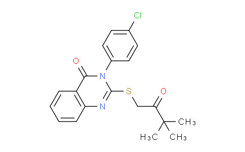 CAS No. 477330-84-0, 3-(4-Chlorophenyl)-2-((3,3-dimethyl-2-oxobutyl)thio)quinazolin-4(3H)-one