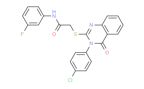 CAS No. 477330-97-5, 2-((3-(4-Chlorophenyl)-4-oxo-3,4-dihydroquinazolin-2-yl)thio)-N-(3-fluorophenyl)acetamide