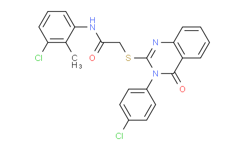 CAS No. 477331-16-1, N-(3-Chloro-2-methylphenyl)-2-((3-(4-chlorophenyl)-4-oxo-3,4-dihydroquinazolin-2-yl)thio)acetamide
