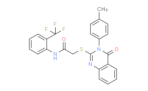 CAS No. 477332-87-9, 2-((4-Oxo-3-(p-tolyl)-3,4-dihydroquinazolin-2-yl)thio)-N-(2-(trifluoromethyl)phenyl)acetamide