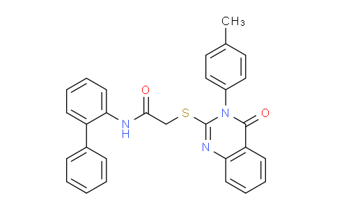 CAS No. 477332-90-4, N-([1,1'-Biphenyl]-2-yl)-2-((4-oxo-3-(p-tolyl)-3,4-dihydroquinazolin-2-yl)thio)acetamide