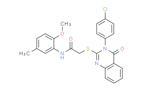 CAS No. 477333-04-3, 2-((3-(4-Chlorophenyl)-4-oxo-3,4-dihydroquinazolin-2-yl)thio)-N-(2-methoxy-5-methylphenyl)acetamide