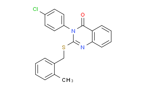 CAS No. 477333-05-4, 3-(4-Chlorophenyl)-2-((2-methylbenzyl)thio)quinazolin-4(3H)-one