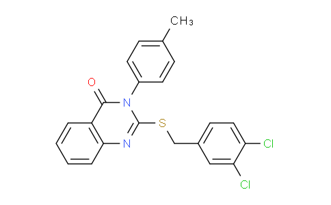 CAS No. 477333-07-6, 2-((3,4-Dichlorobenzyl)thio)-3-(p-tolyl)quinazolin-4(3H)-one