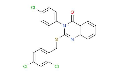 CAS No. 477333-09-8, 3-(4-Chlorophenyl)-2-((2,4-dichlorobenzyl)thio)quinazolin-4(3H)-one