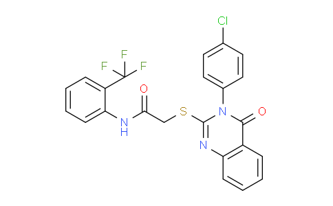 CAS No. 477333-32-7, 2-((3-(4-Chlorophenyl)-4-oxo-3,4-dihydroquinazolin-2-yl)thio)-N-(2-(trifluoromethyl)phenyl)acetamide