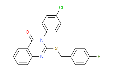 CAS No. 477333-37-2, 3-(4-Chlorophenyl)-2-((4-fluorobenzyl)thio)quinazolin-4(3H)-one