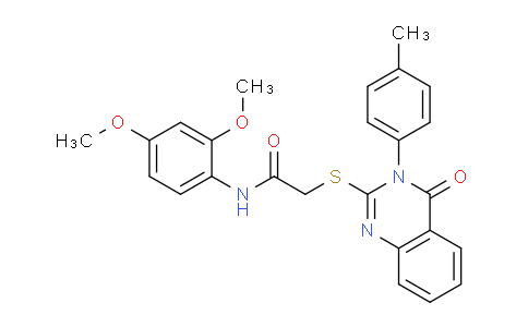 CAS No. 477333-43-0, N-(2,4-Dimethoxyphenyl)-2-((4-oxo-3-(p-tolyl)-3,4-dihydroquinazolin-2-yl)thio)acetamide
