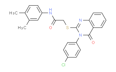 CAS No. 477333-54-3, 2-((3-(4-Chlorophenyl)-4-oxo-3,4-dihydroquinazolin-2-yl)thio)-N-(3,4-dimethylphenyl)acetamide