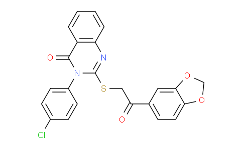 CAS No. 499101-99-4, 2-((2-(Benzo[d][1,3]dioxol-5-yl)-2-oxoethyl)thio)-3-(4-chlorophenyl)quinazolin-4(3H)-one