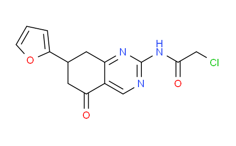 CAS No. 525581-28-6, 2-Chloro-N-(7-(furan-2-yl)-5-oxo-5,6,7,8-tetrahydroquinazolin-2-yl)acetamide