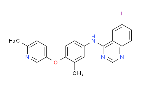 CAS No. 537705-05-8, 6-Iodo-N-(3-methyl-4-((6-methylpyridin-3-yl)oxy)phenyl)quinazolin-4-amine
