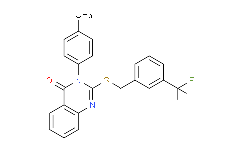 CAS No. 556790-83-1, 3-(p-Tolyl)-2-((3-(trifluoromethyl)benzyl)thio)quinazolin-4(3H)-one