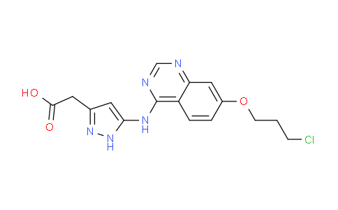 CAS No. 557770-91-9, 2-(5-((7-(3-Chloropropoxy)quinazolin-4-yl)amino)-1H-pyrazol-3-yl)acetic acid