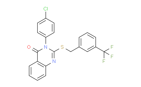 CAS No. 562048-15-1, 3-(4-Chlorophenyl)-2-((3-(trifluoromethyl)benzyl)thio)quinazolin-4(3H)-one