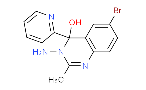 CAS No. 57698-29-0, 3-Amino-6-bromo-2-methyl-4-(pyridin-2-yl)-3,4-dihydroquinazolin-4-ol