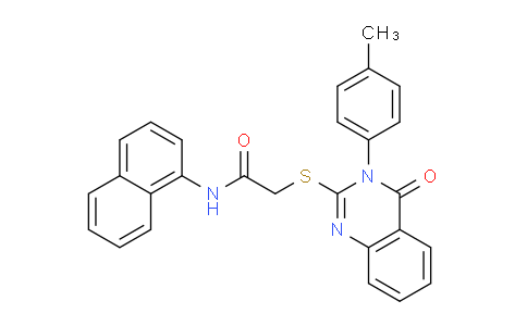 CAS No. 577696-36-7, N-(Naphthalen-1-yl)-2-((4-oxo-3-(p-tolyl)-3,4-dihydroquinazolin-2-yl)thio)acetamide