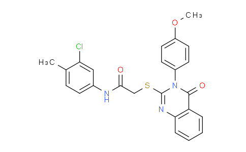 CAS No. 577988-18-2, N-(3-Chloro-4-methylphenyl)-2-((3-(4-methoxyphenyl)-4-oxo-3,4-dihydroquinazolin-2-yl)thio)acetamide