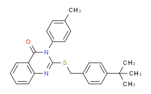 CAS No. 578749-05-0, 2-((4-(tert-Butyl)benzyl)thio)-3-(p-tolyl)quinazolin-4(3H)-one