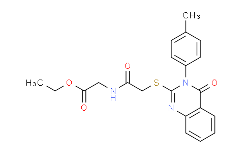 CAS No. 578758-35-7, Ethyl 2-(2-((4-oxo-3-(p-tolyl)-3,4-dihydroquinazolin-2-yl)thio)acetamido)acetate