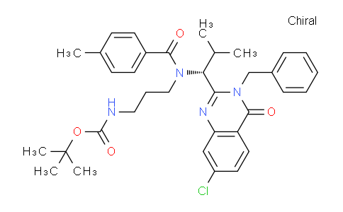CAS No. 587881-28-5, (R)-tert-Butyl (3-(N-(1-(3-benzyl-7-chloro-4-oxo-3,4-dihydroquinazolin-2-yl)-2-methylpropyl)-4-methylbenzamido)propyl)carbamate
