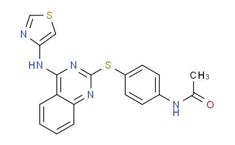 CAS No. 603932-28-1, N-(4-((4-(Thiazol-4-ylamino)quinazolin-2-yl)thio)phenyl)acetamide