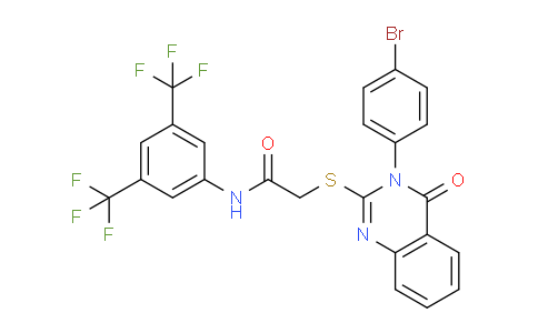 CAS No. 618432-20-5, N-(3,5-Bis(trifluoromethyl)phenyl)-2-((3-(4-bromophenyl)-4-oxo-3,4-dihydroquinazolin-2-yl)thio)acetamide