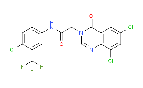 CAS No. 618443-64-4, N-(4-Chloro-3-(trifluoromethyl)phenyl)-2-(6,8-dichloro-4-oxoquinazolin-3(4H)-yl)acetamide