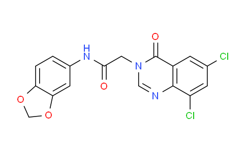 CAS No. 618443-77-9, N-(Benzo[d][1,3]dioxol-5-yl)-2-(6,8-dichloro-4-oxoquinazolin-3(4H)-yl)acetamide