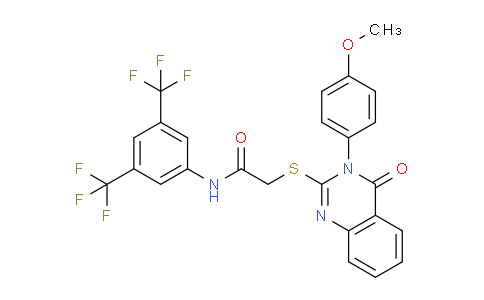 CAS No. 618880-48-1, N-(3,5-Bis(trifluoromethyl)phenyl)-2-((3-(4-methoxyphenyl)-4-oxo-3,4-dihydroquinazolin-2-yl)thio)acetamide
