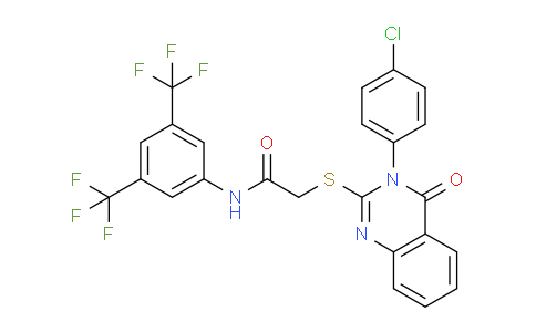 CAS No. 618880-69-6, N-(3,5-Bis(trifluoromethyl)phenyl)-2-((3-(4-chlorophenyl)-4-oxo-3,4-dihydroquinazolin-2-yl)thio)acetamide