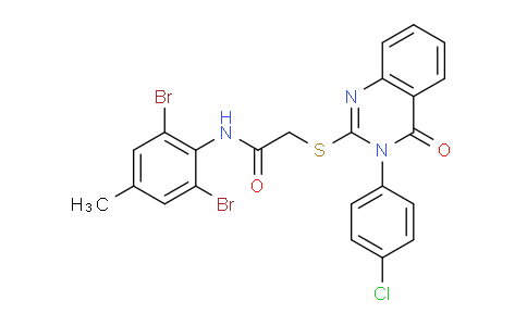 CAS No. 618880-71-0, 2-((3-(4-Chlorophenyl)-4-oxo-3,4-dihydroquinazolin-2-yl)thio)-N-(2,6-dibromo-4-methylphenyl)acetamide