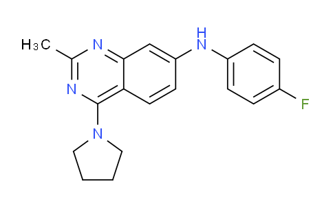 CAS No. 646450-85-3, N-(4-Fluorophenyl)-2-methyl-4-(pyrrolidin-1-yl)quinazolin-7-amine