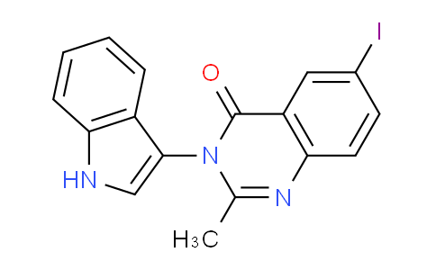 CAS No. 655250-50-3, 3-(1H-Indol-3-yl)-6-iodo-2-methylquinazolin-4(3H)-one