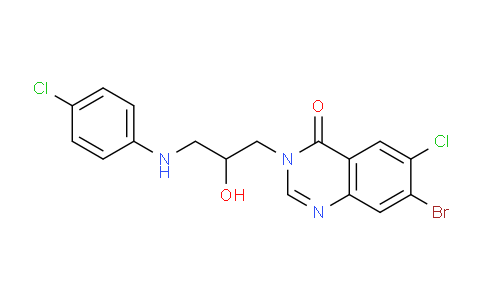 CAS No. 65971-47-3, 7-Bromo-6-chloro-3-(3-((4-chlorophenyl)amino)-2-hydroxypropyl)quinazolin-4(3H)-one