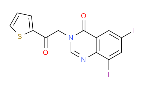CAS No. 669762-29-2, 6,8-Diiodo-3-(2-oxo-2-(thiophen-2-yl)ethyl)quinazolin-4(3H)-one