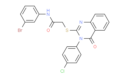 CAS No. 680992-00-1, N-(3-Bromophenyl)-2-((3-(4-chlorophenyl)-4-oxo-3,4-dihydroquinazolin-2-yl)thio)acetamide