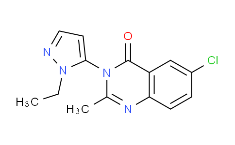 CAS No. 708212-95-7, 6-Chloro-3-(1-ethyl-1H-pyrazol-5-yl)-2-methylquinazolin-4(3H)-one