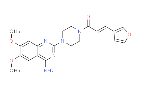 CAS No. 70842-93-2, 1-(4-(4-Amino-6,7-dimethoxyquinazolin-2-yl)piperazin-1-yl)-3-(furan-3-yl)prop-2-en-1-one