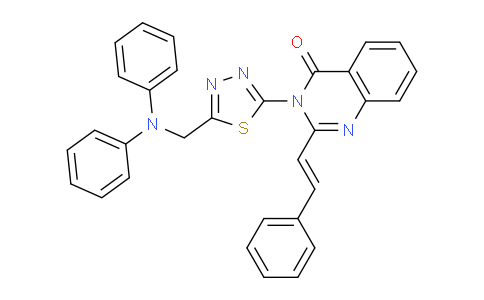 CAS No. 74796-91-1, 3-(5-((Diphenylamino)methyl)-1,3,4-thiadiazol-2-yl)-2-styrylquinazolin-4(3H)-one