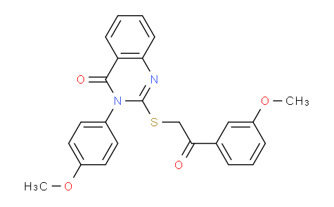 CAS No. 754230-01-8, 3-(4-Methoxyphenyl)-2-((2-(3-methoxyphenyl)-2-oxoethyl)thio)quinazolin-4(3H)-one