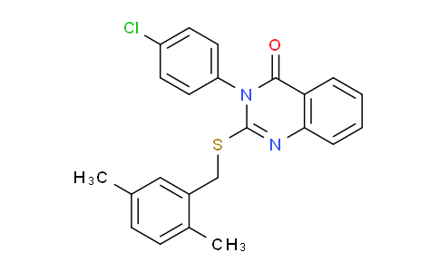 CAS No. 760203-10-9, 3-(4-Chlorophenyl)-2-((2,5-dimethylbenzyl)thio)quinazolin-4(3H)-one