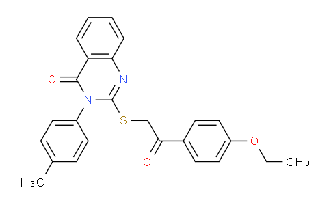 CAS No. 763108-63-0, 2-((2-(4-Ethoxyphenyl)-2-oxoethyl)thio)-3-(p-tolyl)quinazolin-4(3H)-one