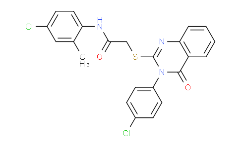 CAS No. 763114-75-6, N-(4-Chloro-2-methylphenyl)-2-((3-(4-chlorophenyl)-4-oxo-3,4-dihydroquinazolin-2-yl)thio)acetamide