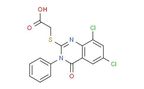 CAS No. 77616-01-4, 2-((6,8-Dichloro-4-oxo-3-phenyl-3,4-dihydroquinazolin-2-yl)thio)acetic acid