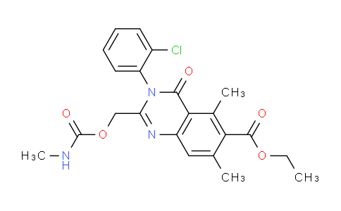 CAS No. 82163-55-1, Ethyl 3-(2-chlorophenyl)-5,7-dimethyl-2-(((methylcarbamoyl)oxy)methyl)-4-oxo-3,4-dihydroquinazoline-6-carboxylate