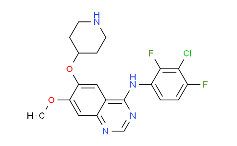CAS No. 848491-25-8, N-(3-Chloro-2,4-difluorophenyl)-7-methoxy-6-(piperidin-4-yloxy)quinazolin-4-amine