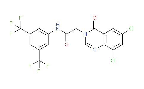 CAS No. 853318-94-2, N-(3,5-Bis(trifluoromethyl)phenyl)-2-(6,8-dichloro-4-oxoquinazolin-3(4H)-yl)acetamide