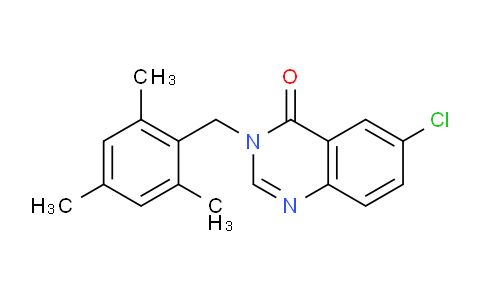 CAS No. 853334-02-8, 6-Chloro-3-(2,4,6-trimethylbenzyl)quinazolin-4(3H)-one