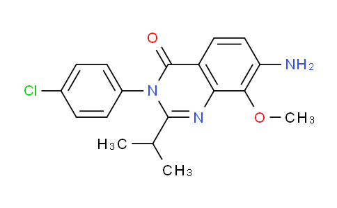 CAS No. 871814-54-9, 7-Amino-3-(4-chlorophenyl)-2-isopropyl-8-methoxyquinazolin-4(3H)-one